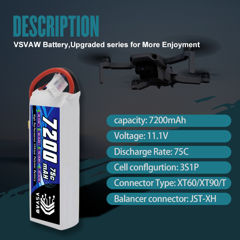 VSVAW 3S Lipo Battery 11.1V 72 - Drone Battery Adapter reseña y precio