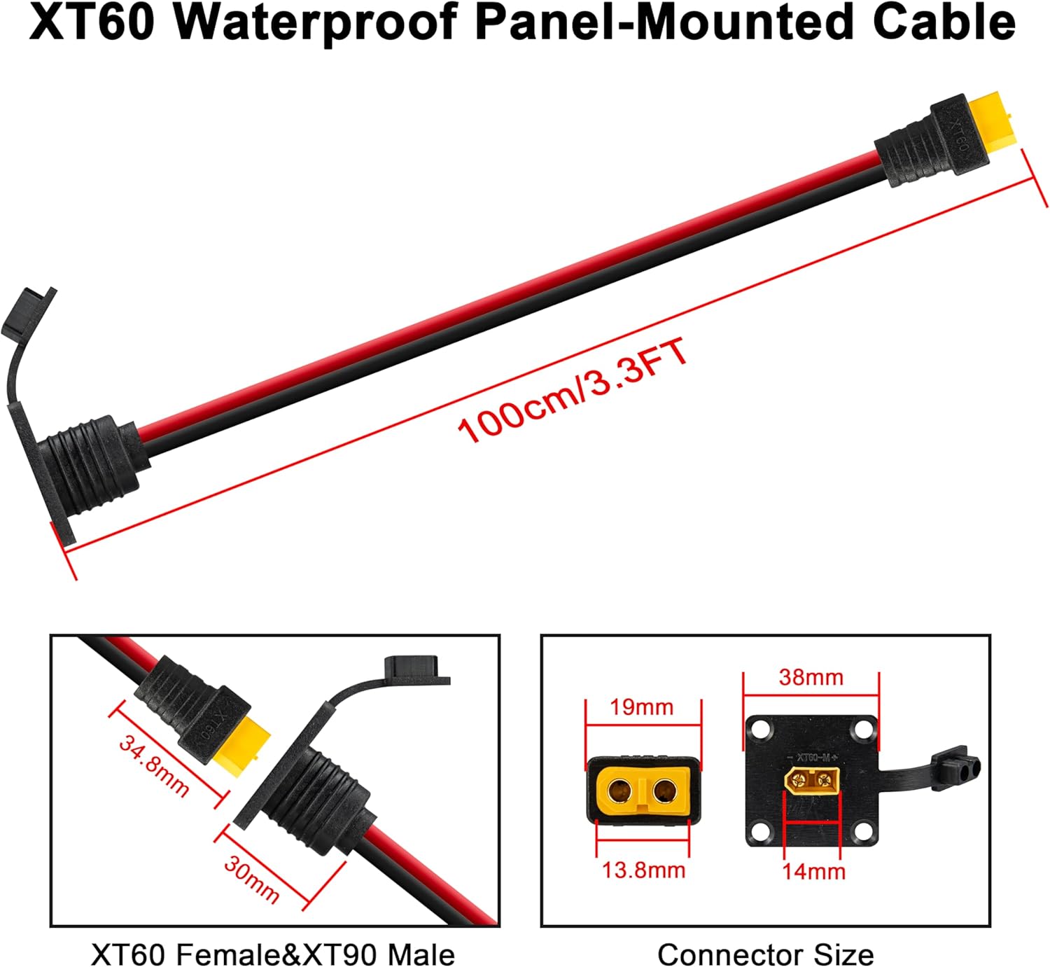 JMUYTOP 3FT 12AWG XT60 Panel M - Drone Battery Adapter reseña y precio