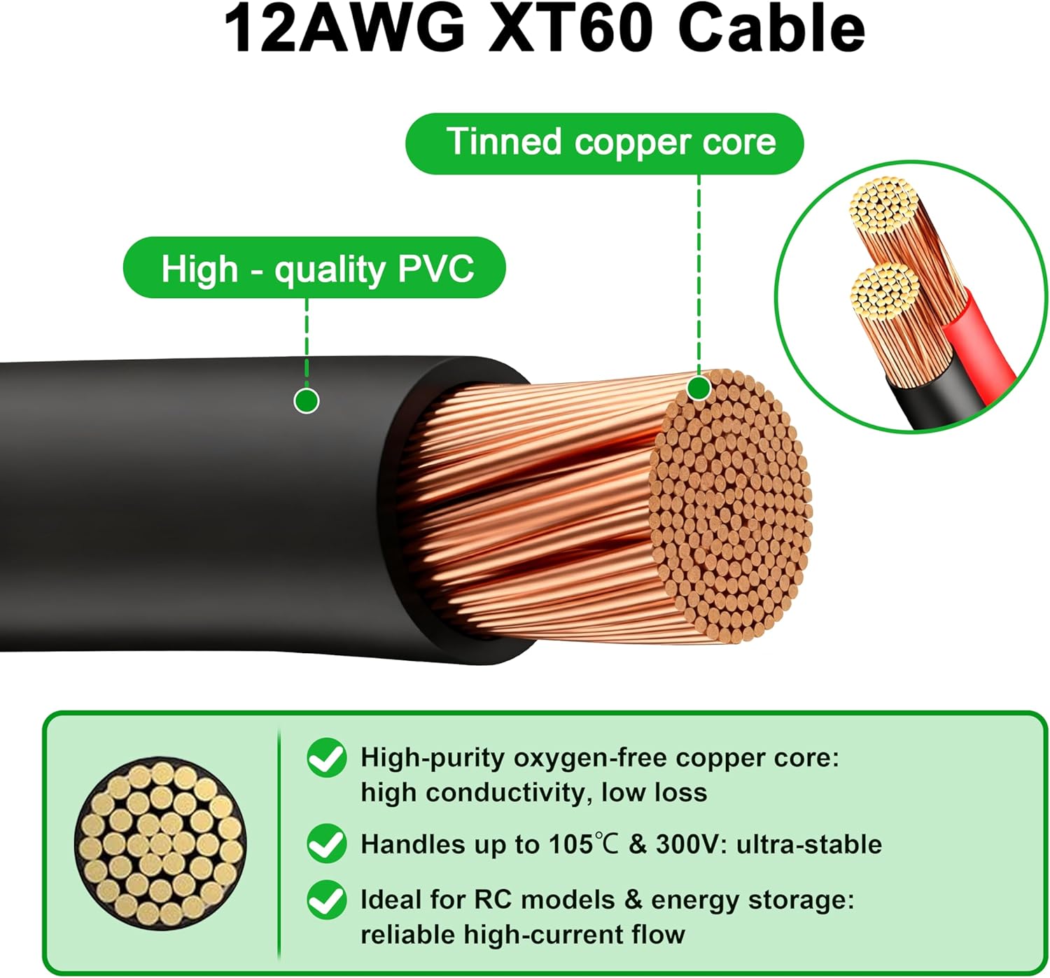 JMUYTOP 3FT 12AWG XT60 Panel M - Drone Battery Adapter reseña y precio