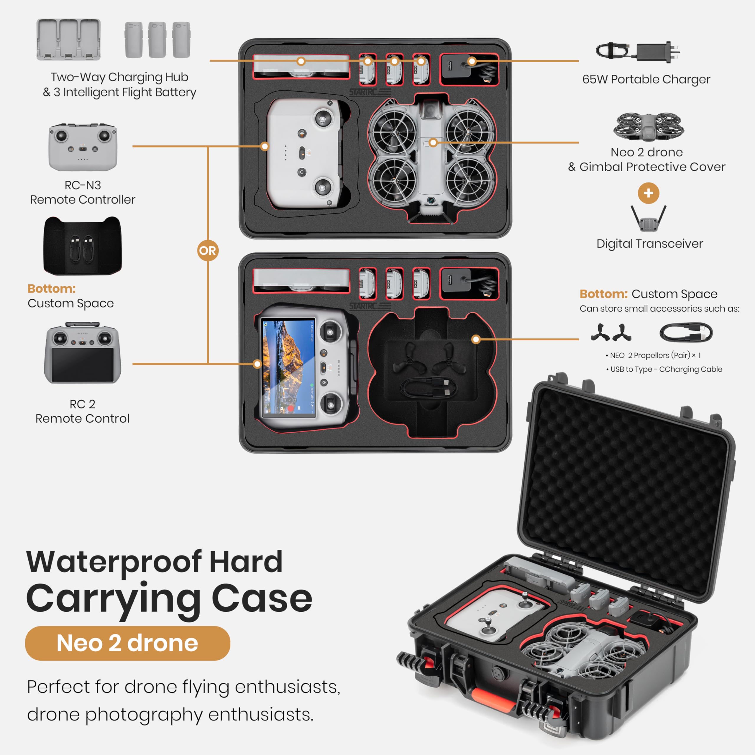 STARTRC Waterproof Hard Carryi - Drone Controller Hood reseña y precio