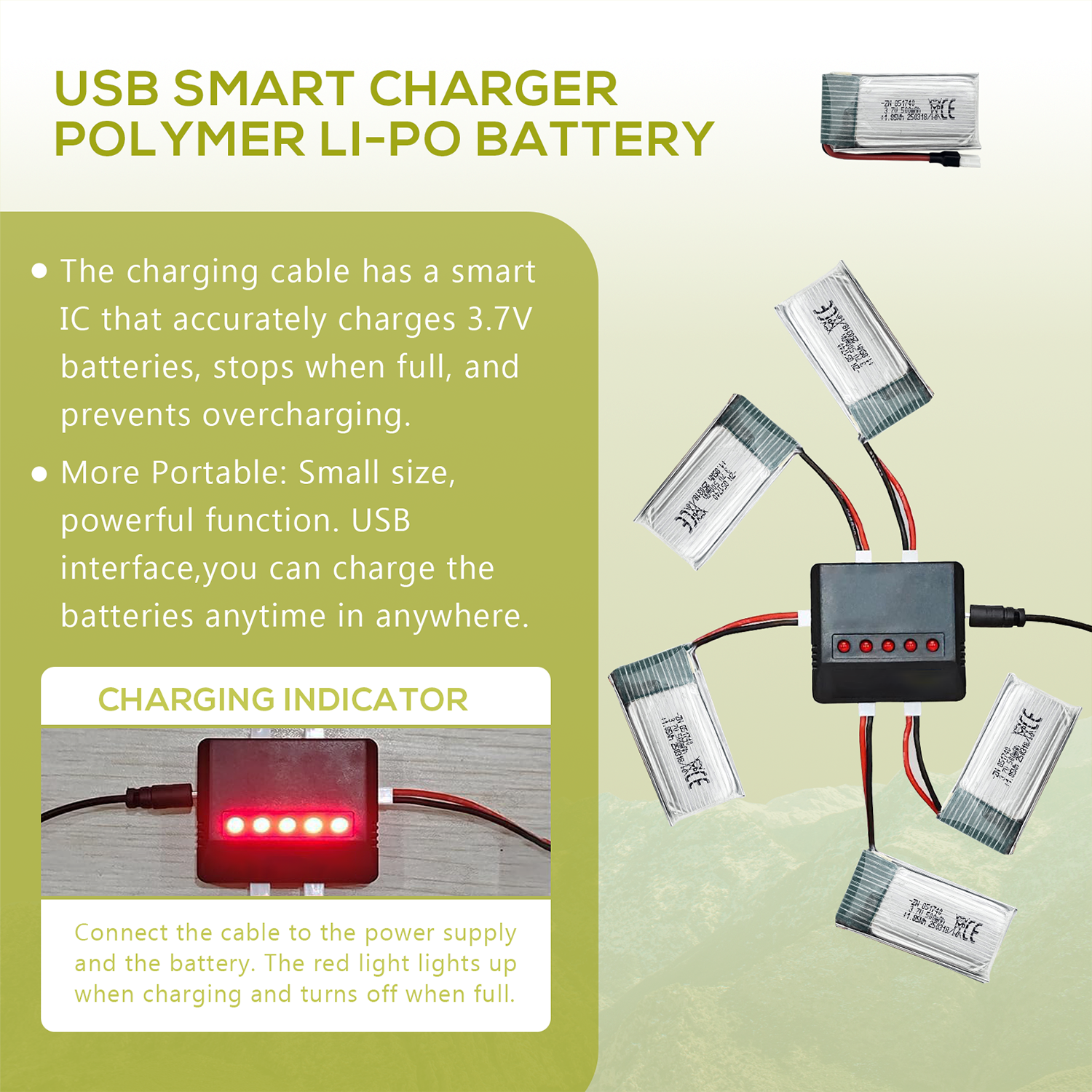 5Pcs 3.7V 500mAh LiPo Batterie - Drone Battery Charger reseña y precio